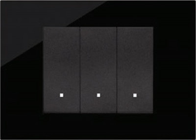 Vimar Linea выключатель 3-х клавишный, цвет Черный глянцевый, Reflex с эффектом стекла