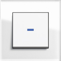 Gira Выключатель 1-клавишный, с подсветкой, глянцевый белый - белое стекло,серия Esprit