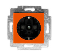 5520H-A03457 66W - Розетка ABB Levit с заземлением со шторками 16А оранжевый / дымчатый чёрный - 2CHH203457A6066
