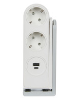 Donel Розеточный блок с клипсой 2х2К+З + 2 USB (А+С) PD 20Вт, цвет белый, длина кабеля: 1,5 м, A1, DDSBC6WC-2PSW2UWC