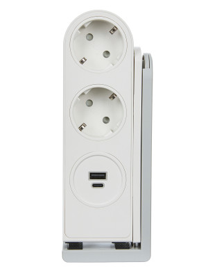 Donel Розеточный блок с клипсой 2х2К+З + 2 USB (А+С) PD 20Вт, цвет белый, длина кабеля: 1,5 м, A1, DDSBC6WC-2PSW2UWC