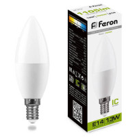 Лампа светодиодная, (13W) 230V E14 4000K С37, LB-970, Feron 38108