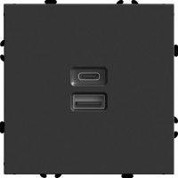 Feron Розетка 2-местная USB + Type C (механизм), 250В, 20W, серия Эмили, RST10-5115-05, черный уголь, soft touch, 49853, STEKKER