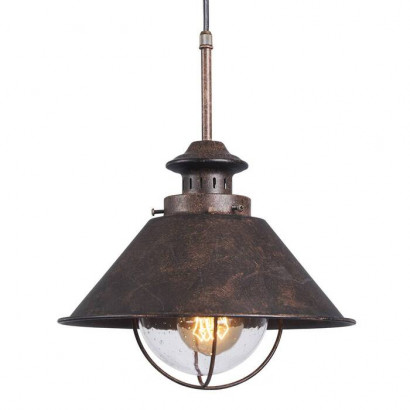 LUSSOLE AUBURN Подвесной светильник, цвет основания - коричневый, плафон - металл/стекло (цвет - коричневый), 1x60W E27, LSP-9833