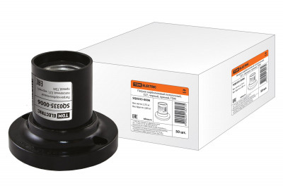 Патрон карболитовый потолочный, Е27, черный, прямой, TDM Electric, SQ0335-0006