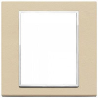 Vimar Накладка Eikon Evo на 8 модулей, натуральная кожа кремовая, 21668.21