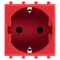 4401002 - ДКС Розетка модульная, 2P+E, с з/ш, "Avanti", "Красный квадрат", 2 модуля