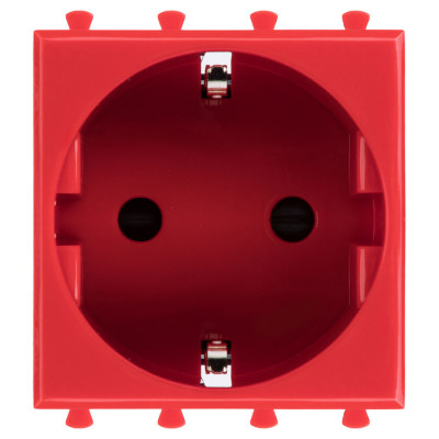 4401002 - ДКС Розетка модульная, 2P+E, с з/ш, "Avanti", "Красный квадрат", 2 модуля