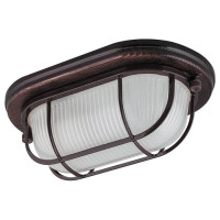 Светильник накладной IP54, 220V 60Вт  Е27, дерево, орех, овал, с решеткой, НБО 04-60-022, 11576, Feron 11576