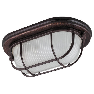 Светильник накладной IP54, 220V 60Вт  Е27, дерево, орех, овал, с решеткой, НБО 04-60-022, 11576, Feron 11576