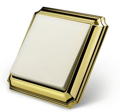 Выключатель 1-клавишный, вставка - бежевый, рамка - золото,    серия Antique