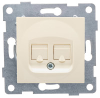 GUSI Ugra МЕХАНИЗМ розетки компьютерной и телефонной (RJ45, RJ12), скрытая установка. Цвет бежевый., С11КТ-003