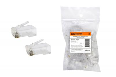 Разъем RJ-45 UTP для кабеля кат. 6, 8P8C (100шт) TDM Electric, SQ0561-0004