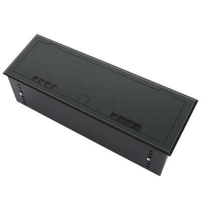 Люк напольный на 4 модуля (горизонт.), металлический, h=100мм, с рамкой, крышка без углубления, TIMIUX, черный, EU4GH100R BL