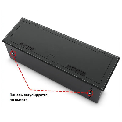 Люк напольный на 4 модуля (горизонт.), металлический, h=100мм, с рамкой, крышка без углубления, TIMIUX, черный, EU4GH100R BL