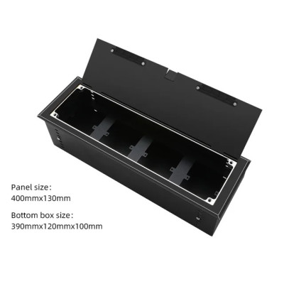 Люк напольный на 4 модуля (горизонт.), металлический, h=100мм, с рамкой, крышка без углубления, TIMIUX, черный, EU4GH100R BL