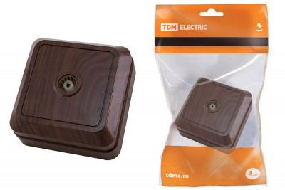 Розетка TВ простая (0-2400 Гц,  "мама") открытой установки, IP20 бук "Ладога" TDM Electric, SQ1801-0042