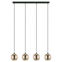 39686 Подвес LEMORIETA, 4X40W(E27), L1110, B180, H1500, сталь, черный/стекло с напылением, золотисты