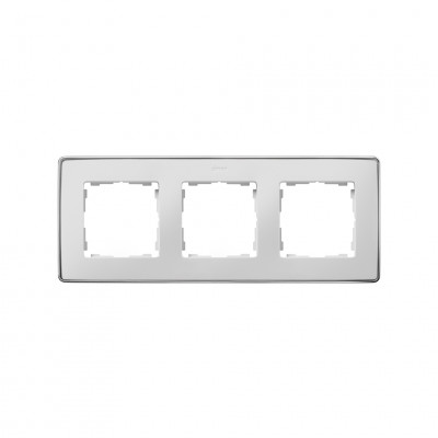 Simon S82Detail Рамка 3-ная, белая, основание хром, 8201630-244