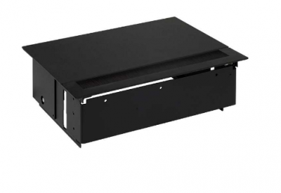 Simon Врезной розеточный блок с крышкой, ввод щетка, 4x2P+E, чёрный, Simon 400, 44404000-138