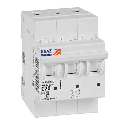 КЭАЗ OptiDin BM63 Автоматический выключатель 3P 20А C 4,5кА AC (BM63-3C20-4,5-УХЛ3)
