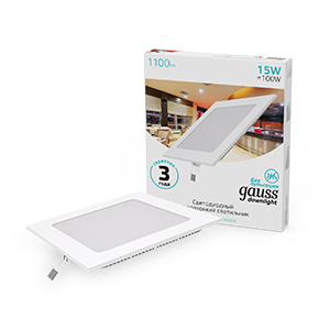 Gauss Светильник Slim квадрат 15W 1100lm 4000K 180-265V IP20 монтаж ?155*155 170*170*22 LED, 940111215