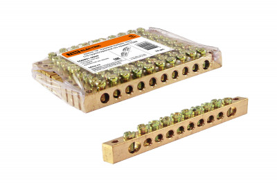 Шина "N" нулевая 6х9мм 10/2 (10 групп/крепеж по краям) TDM Electric, SQ0801-0059