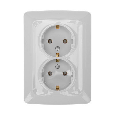 DEA Розетка 2-ая с/з с/у 16А Бел KRANZ (1/10/100) , KR-78-0218