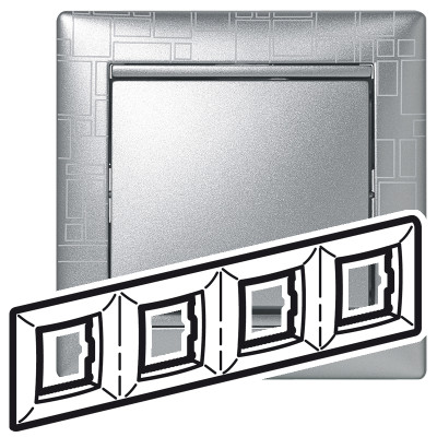 Legrand Рамка 4 поста - Legrand Valena - алюминий модерн, 770344