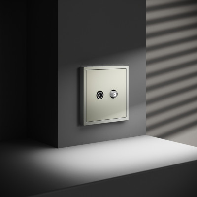 Розетка телевизионнная встраиваемая VOLTUM S70 оконечная TV+SAT, (сталь), VLS060405