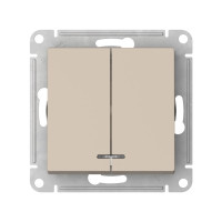 ATN001253S - ATLASDESIGN 2-клавишный ВЫКЛЮЧАТЕЛЬ с подсветкой, сх.5а, 10АХ, мех., быстрозажим. клем., ПЕСОЧНЫЙ, Systeme Electric