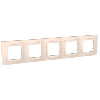 MGU2.010.25 - UNICA РАМКА с декоративным элементом, 5-постовая, БЕЖЕВЫЙ, Schneider Electric