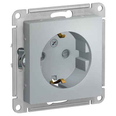 IRIDIUM Розетка с заземляющим контактом  и защитой от прикосновения, 250 В, 16 А, винтовой зажим. Цвет серебристый, M0202