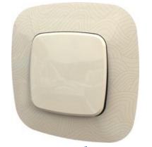 Legrand Выключатель 1-клавишный, вставка - слоновая кость, рамка - тиснее бежевое, серия Valena Allure