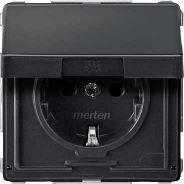 Aquadesign Розетка со шторк. и крышкой 2К+З 16А 250В~, антрац.