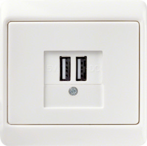 Berker USB зарядное устройство, глянцевый белый, серия Arsys