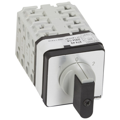 Legrand Переключатель на 2 направления - с положением ''0'', 45° - PR 21 - 4П - 8 контактов - крепление на дверце, 027443