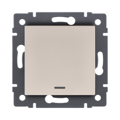 Выключатель 1-клавишный проходной 10А/250В с LED подсветкой, золотой Kollinger REA-S-004GD для Aspekt, Eleganz, Reflex