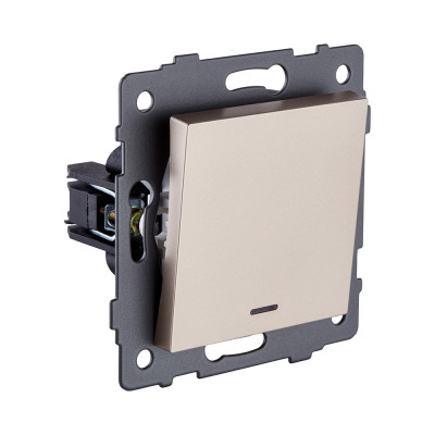 Выключатель 1-клавишный проходной 10А/250В с LED подсветкой, золотой Kollinger REA-S-004GD для Aspekt, Eleganz, Reflex