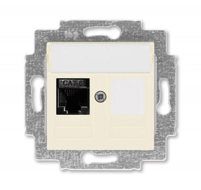 5014H-A61017 17W - Розетка информационная ABB Levit RJ45 категория 6 и заглушка слоновая кость - 2CHH296117A6017