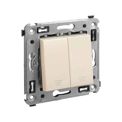 4405154 - ДКС Кнопка двухклавишная в стену, "Avanti", "Ванильная дымка"