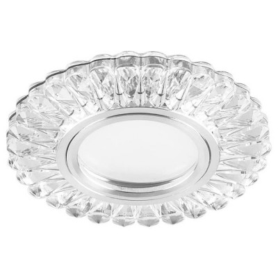 Светильник потолочный встраиваемый со светодиодной подсветкой 15LED*2835 SMD 4000K, MR16 50W G5.3, белый, хром, CD902 с драйвером в комплекте, Feron 28845