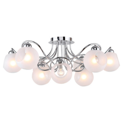 LUSSOLE Iliamna Люстра потолочная, цвет основания - хром, плафон - стекло (цвет - белый), 9x40W E14, LSP-8140