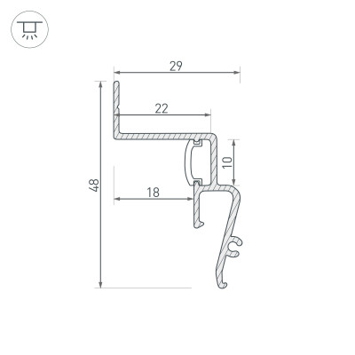 Профиль STRETCH-SHADOW-2000 BLACK (A2-CONTOUR-PRO) (Arlight, Алюминий), 039510