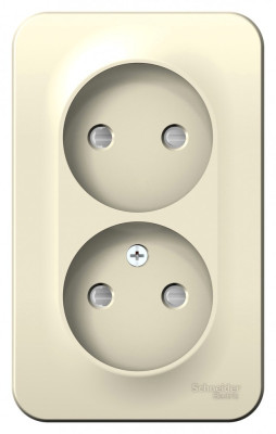 BLANCA О/У РОЗЕТКА двойная без зазем.со шт. ИЗОЛ.ПЛ.,16А, 250В, МОЛОЧНЫЙ