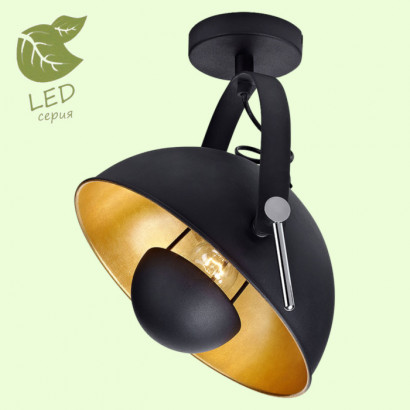 LUSSOLE SHERRELWOOD Потолочный светильник, цвет основания - черный, плафон - металл (цвет - черный), 1x10W E27, GRLSP-9825