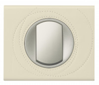 Legrand Выключатель 1-клавишный, вставка - титан,  материалы - Кожа Макиато, серия Celiane