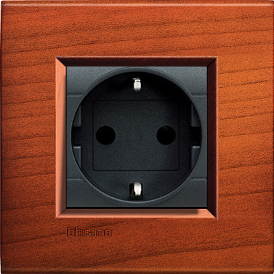 Розетка 2к+з, вставка - антрацит, серия Living Light, цвет рамки американская вишня