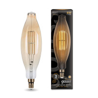 Лампа Gauss Filament BT120 6W 780lm 2400К Е27 golden straight LED 1/10, 155802008