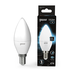 Gauss Лампа Свеча 7W 550lm 4100К E14 шаг. диммирование LED, 103101207-S
